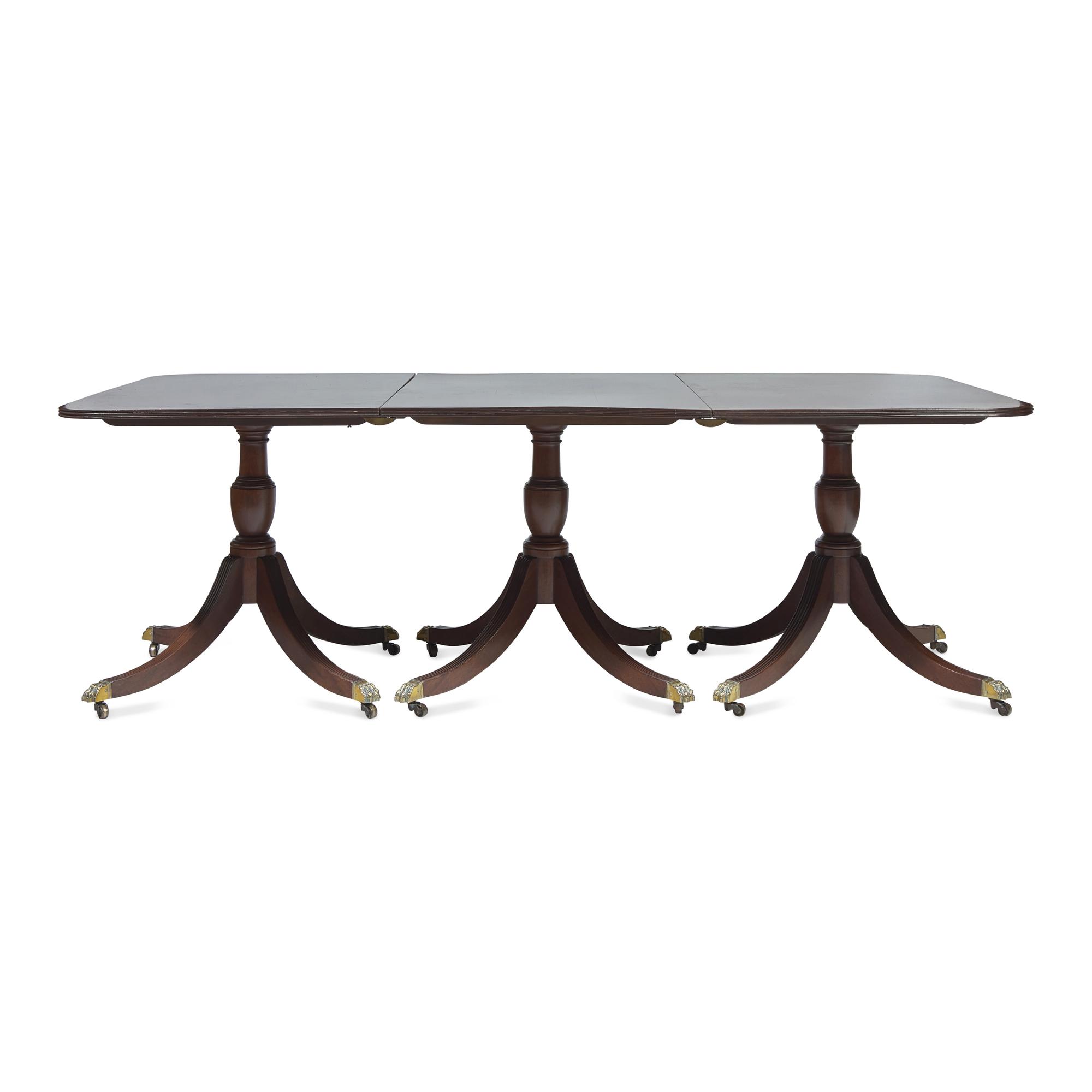 A Regency Style Mahogany Three-Pedestal Dining Table