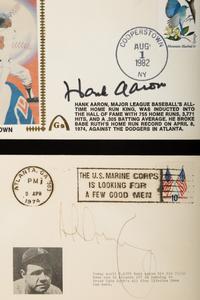 A Collection of Hank Aaron and Al Downing Signed Autograph 715 Home Run Cachets