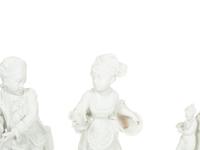 A Group of Five Continental Bisque Porcelain Figures