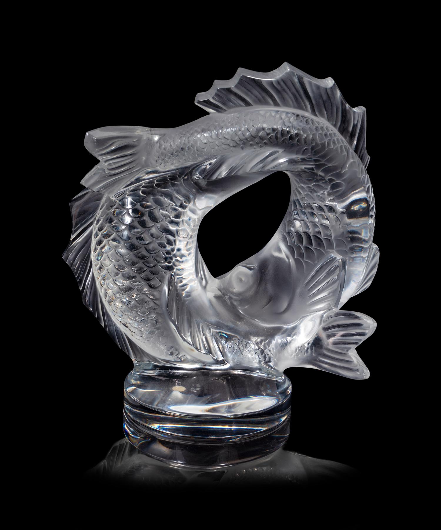 A Lalique Deux Poissons Sculpture