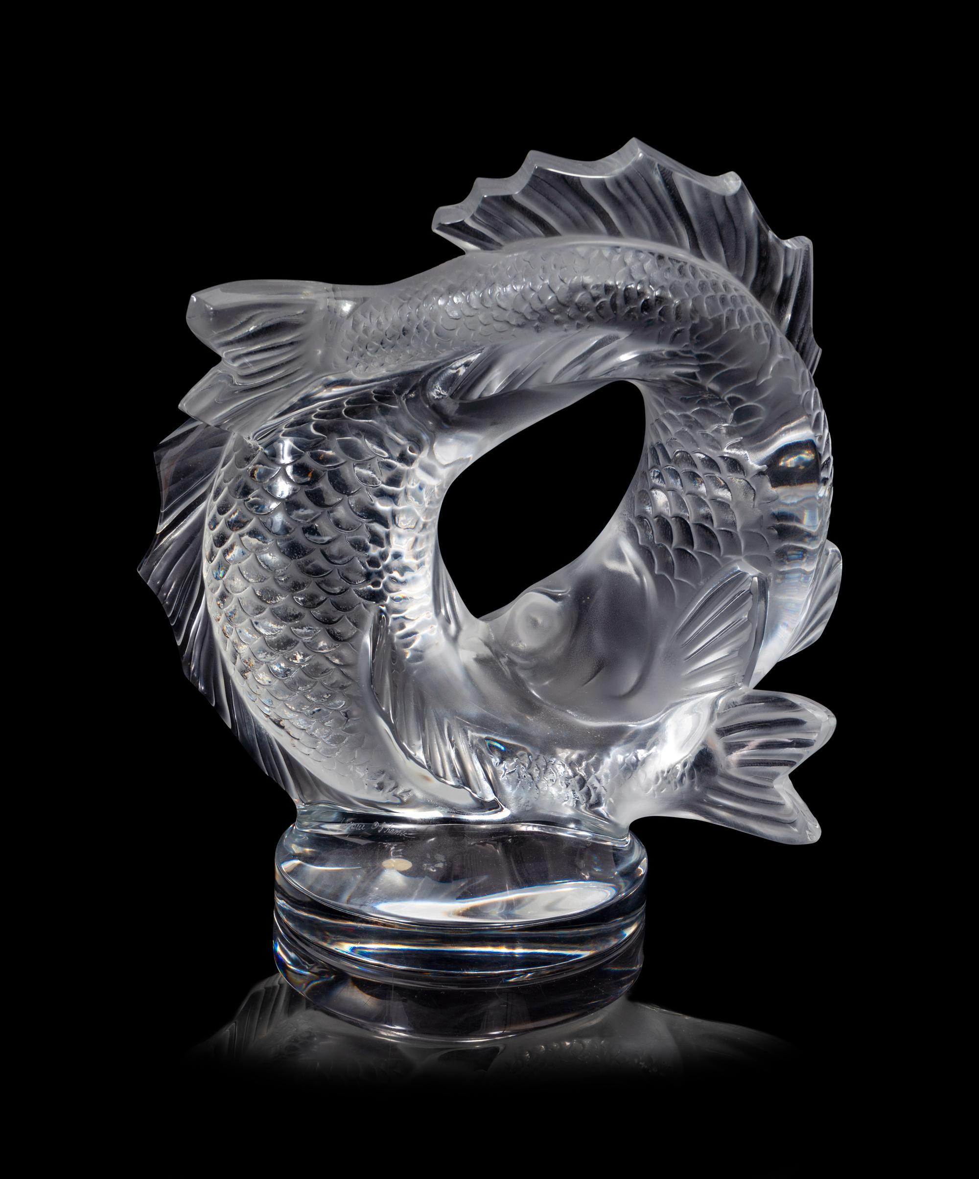 A Lalique Deux Poissons Sculpture