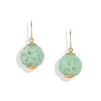 GUMPS, CARVED JADE AND YELLOW GOLD EARRINGS