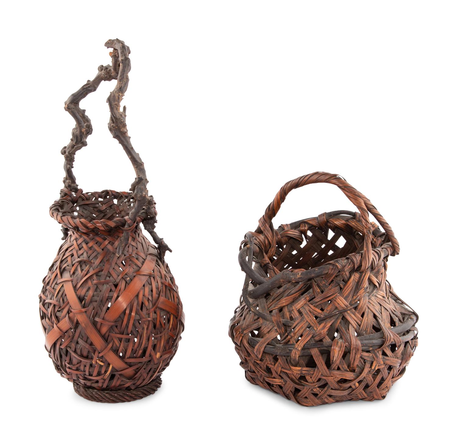 Two Japanese Baskets and a Rootwood Hibachi