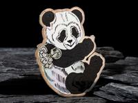 Silver and Mosaic Inlay Panda Bear Pin / Pendant