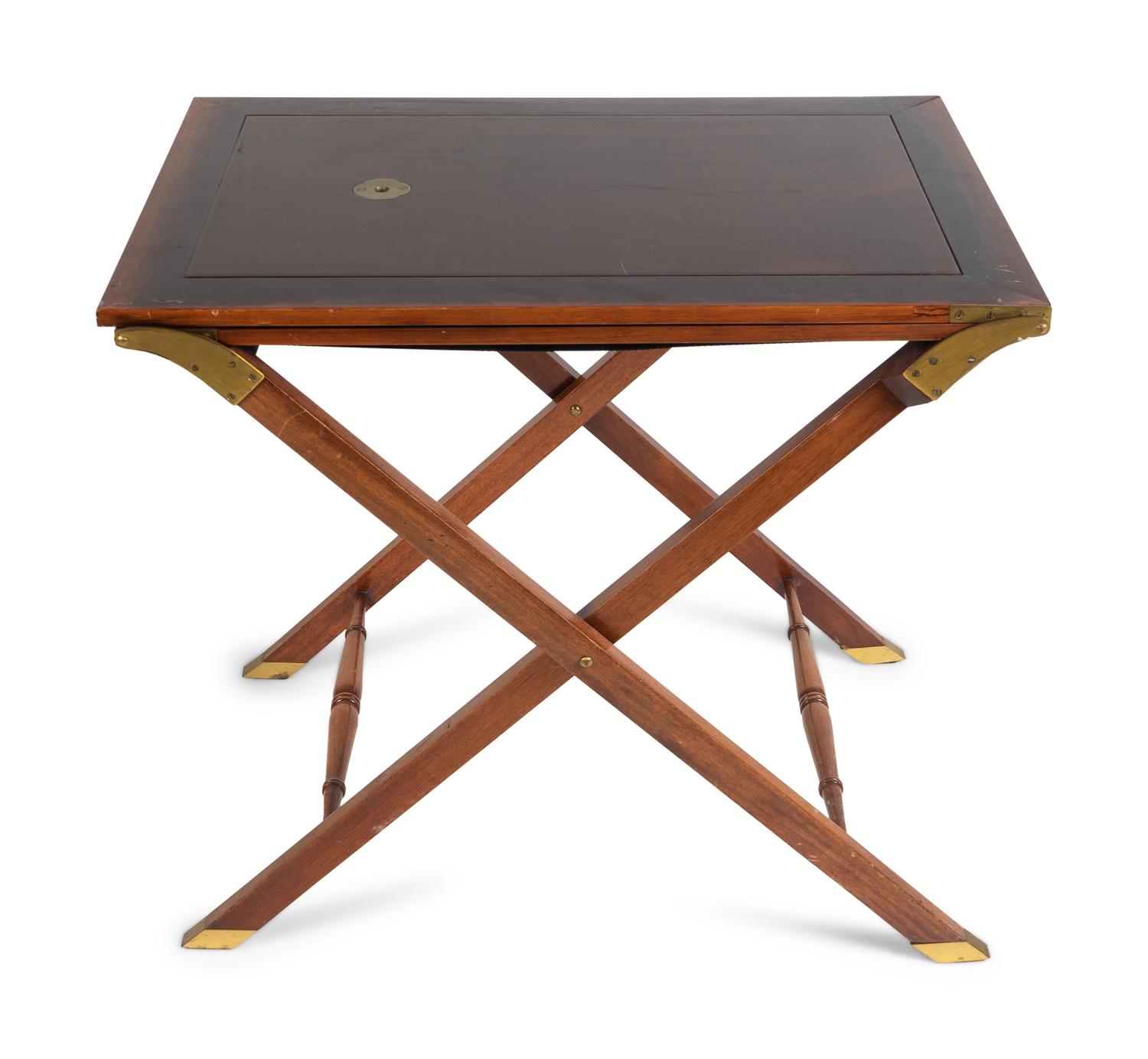 A George III Style Brass-Mounted Mahogany Coaching Table and Tray — EARLY 20TH CENTURY