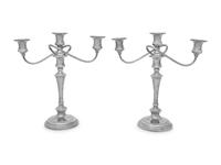 A Pair of American Silver Three-Light Candelabra
