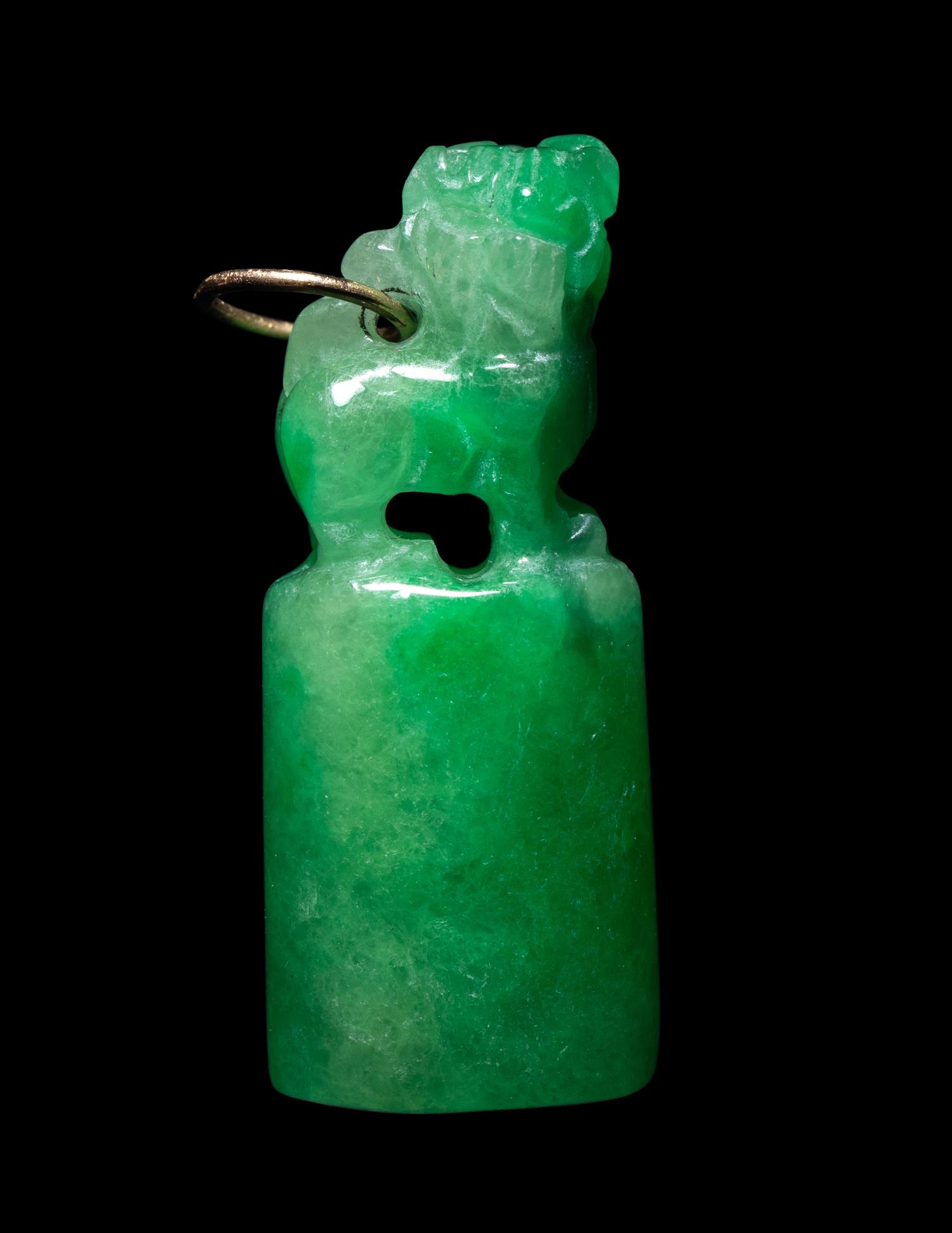 A Chinese Apple Green Jadeite Seal