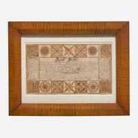 A Fraktur birth and baptism record for Jacob Bechter (b. 1796) Attributed to the Wetzel Geometric Artist, Berks County, PA, dated "1814"