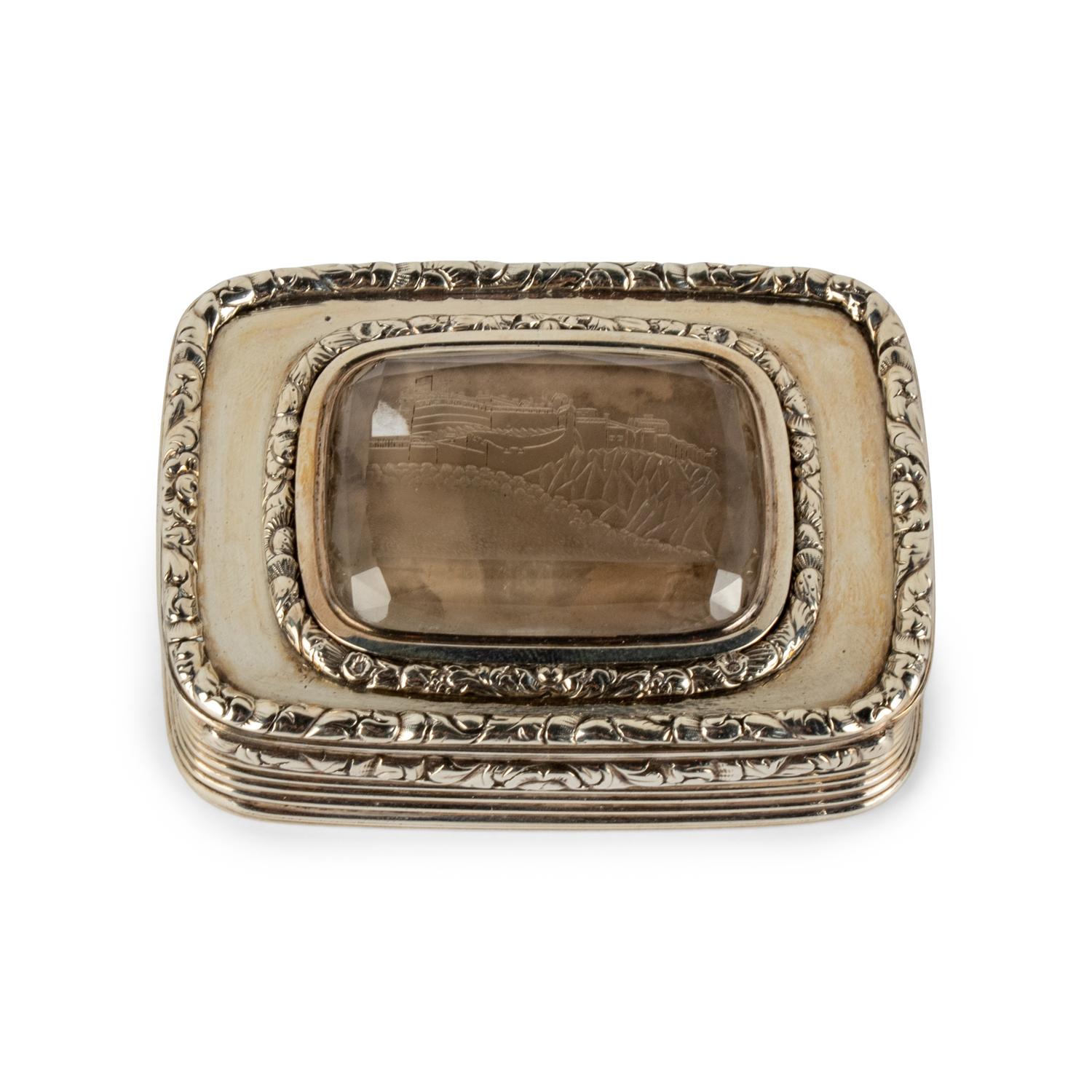 A Scottish Silver and Smoky-Quartz Inset Presentation Snuff Box
