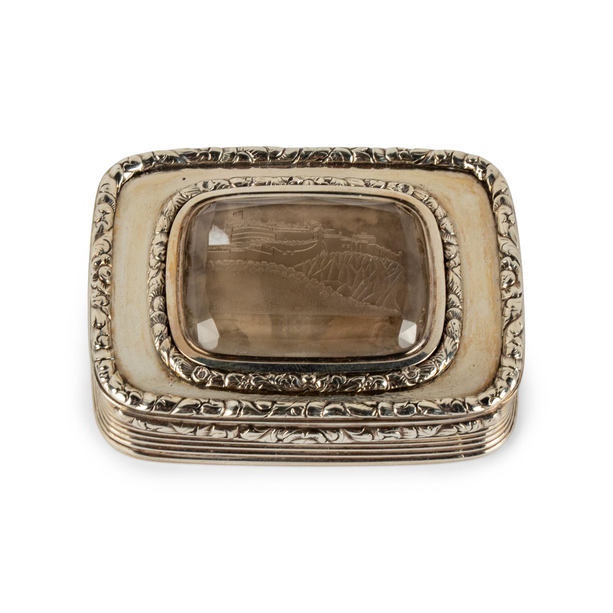 A Scottish Silver and Smoky-Quartz Inset Presentation Snuff Box