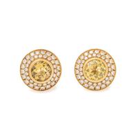 KIESELSTEIN-CORD, HELIODOR AND DIAMOND EARCLIPS