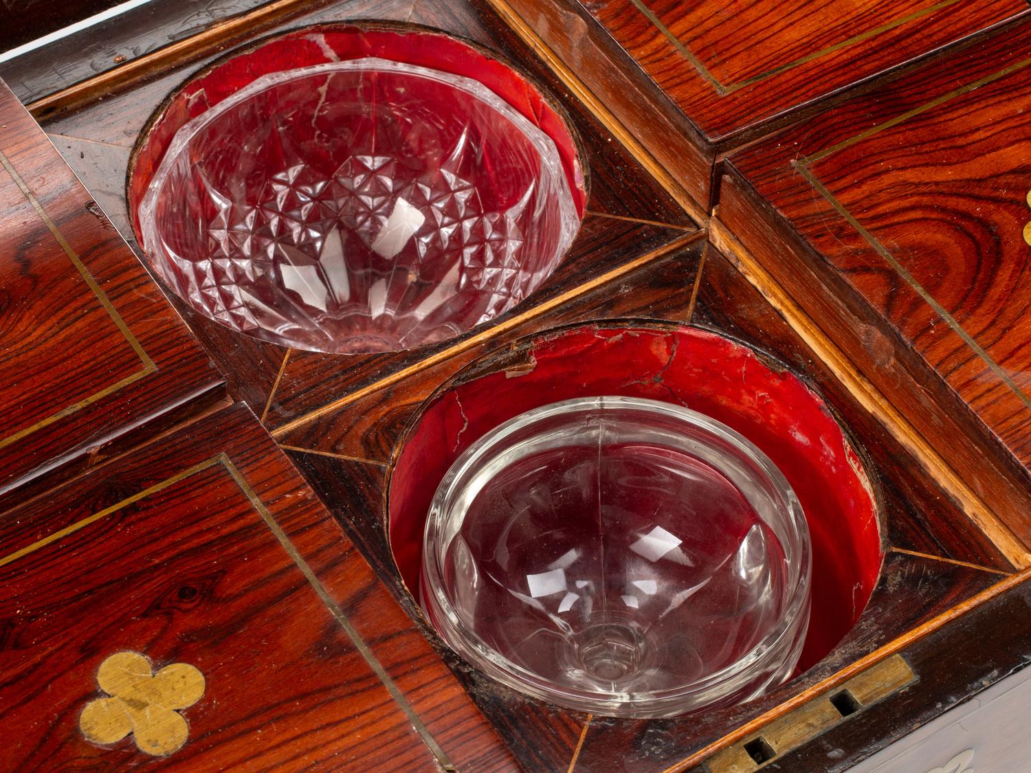 A Regency Brass Inlaid Tulipwood Tea Poy