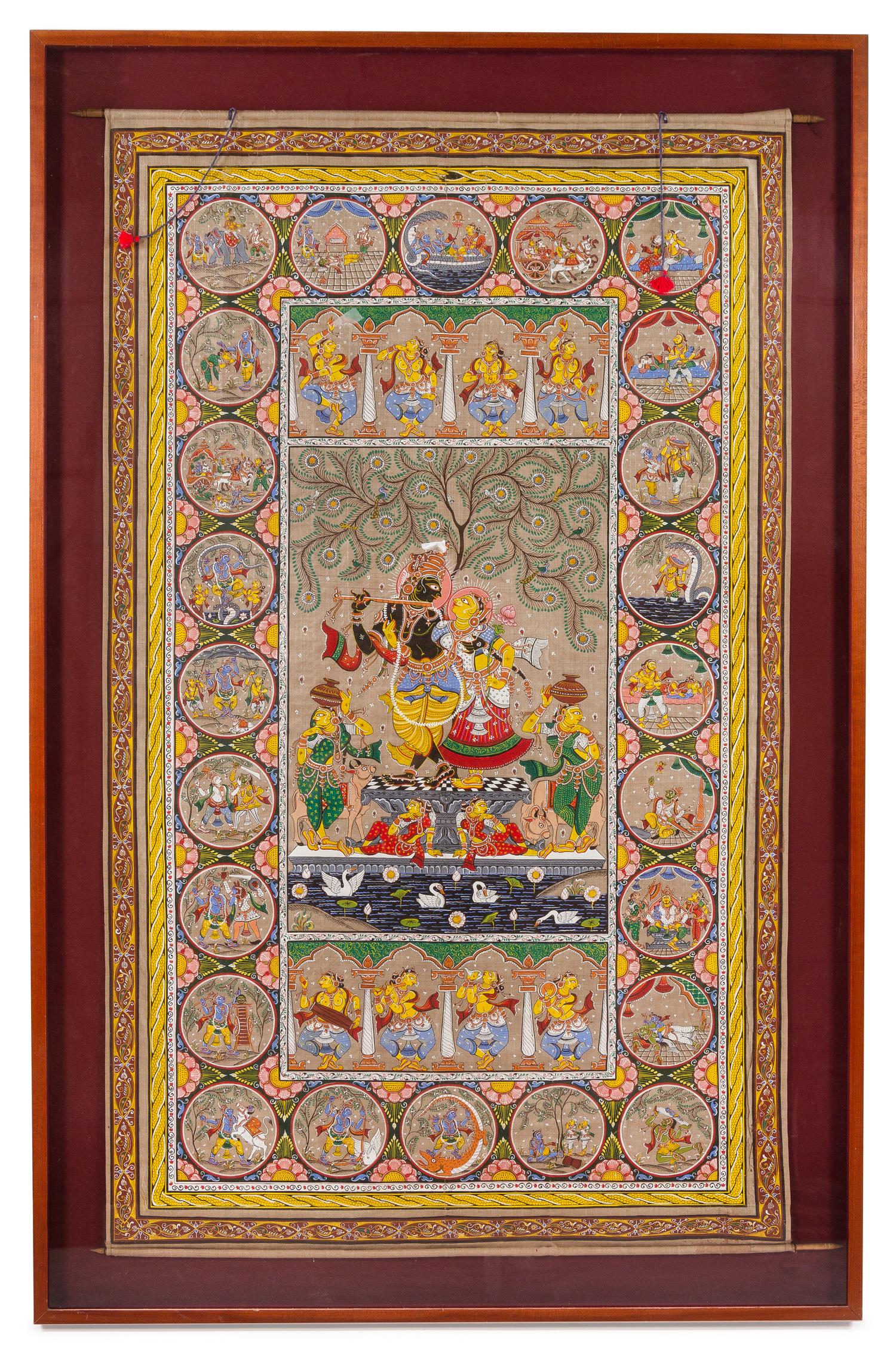 An East Indian Scroll Painting on Linen