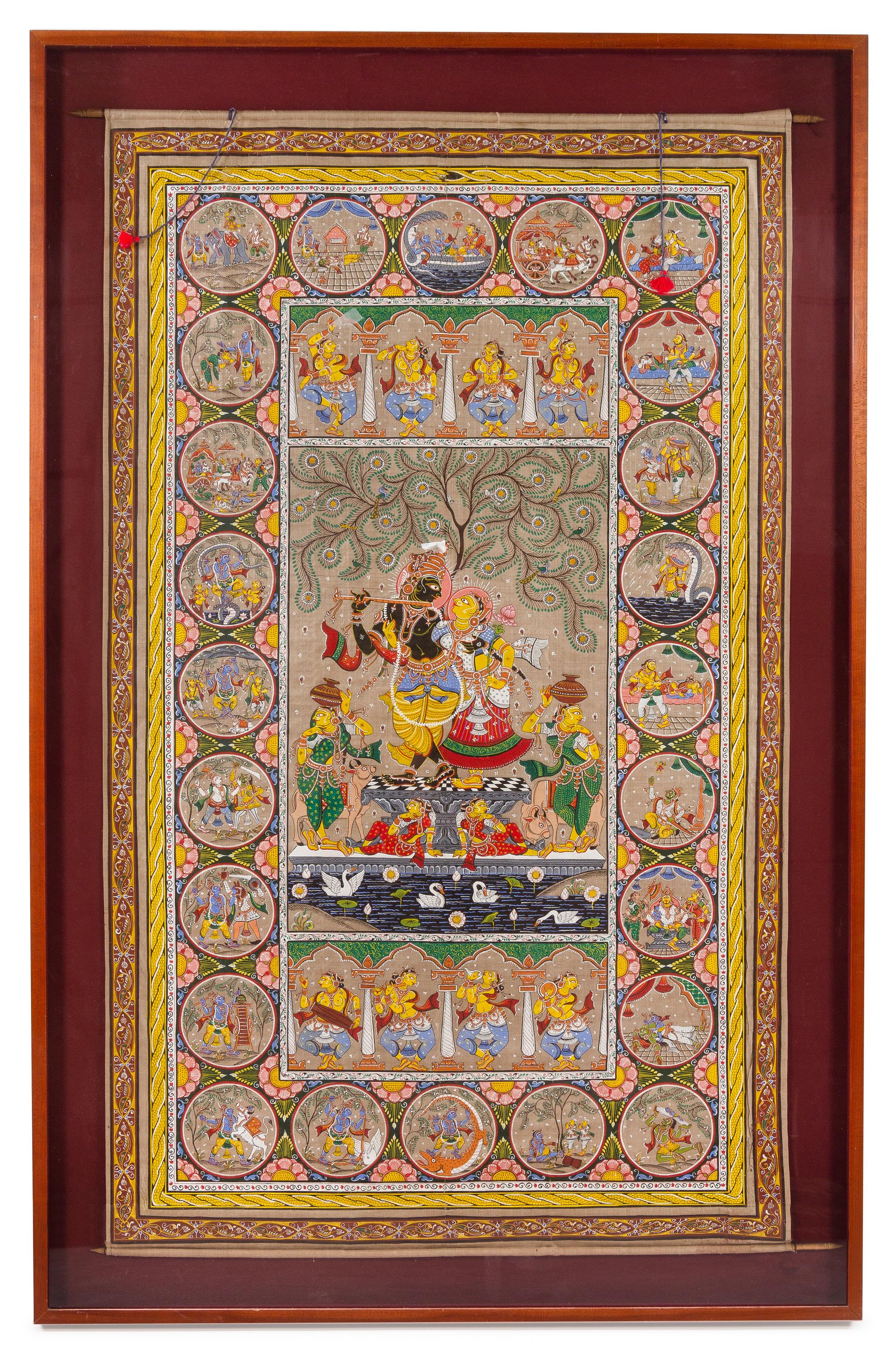An East Indian Scroll Painting on Linen