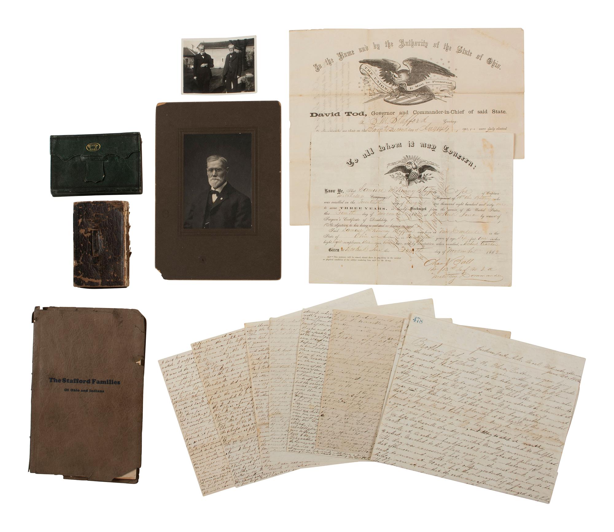 [CIVIL WAR]. Corporal Samuel McKinney Stafford (1837-1922), 16th Ohio Battery, archive including war-date diary and letters.