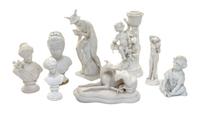 Eight Parian Table Articles Height of first 8 inches.