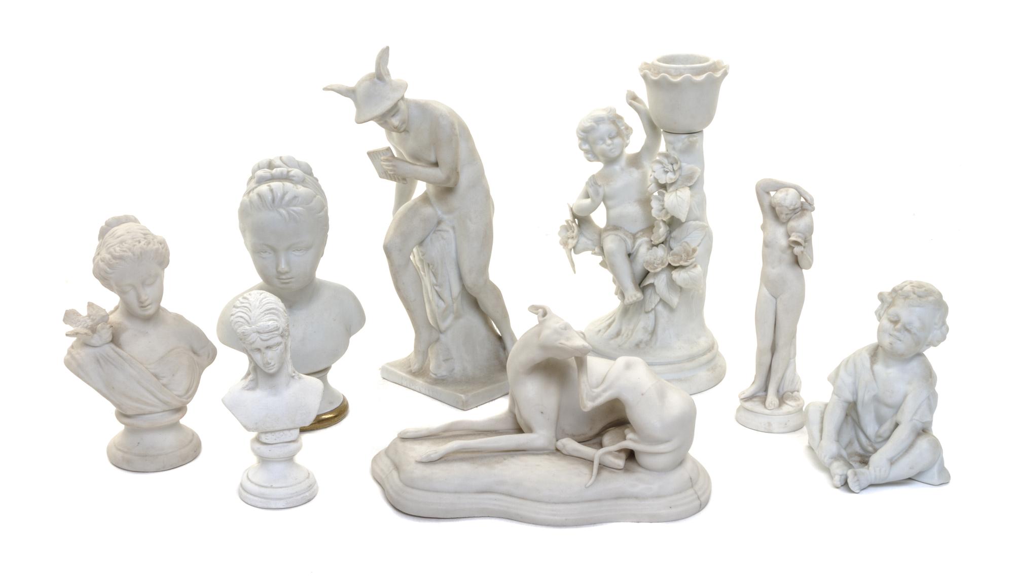 Eight Parian Table Articles Height of first 8 inches.