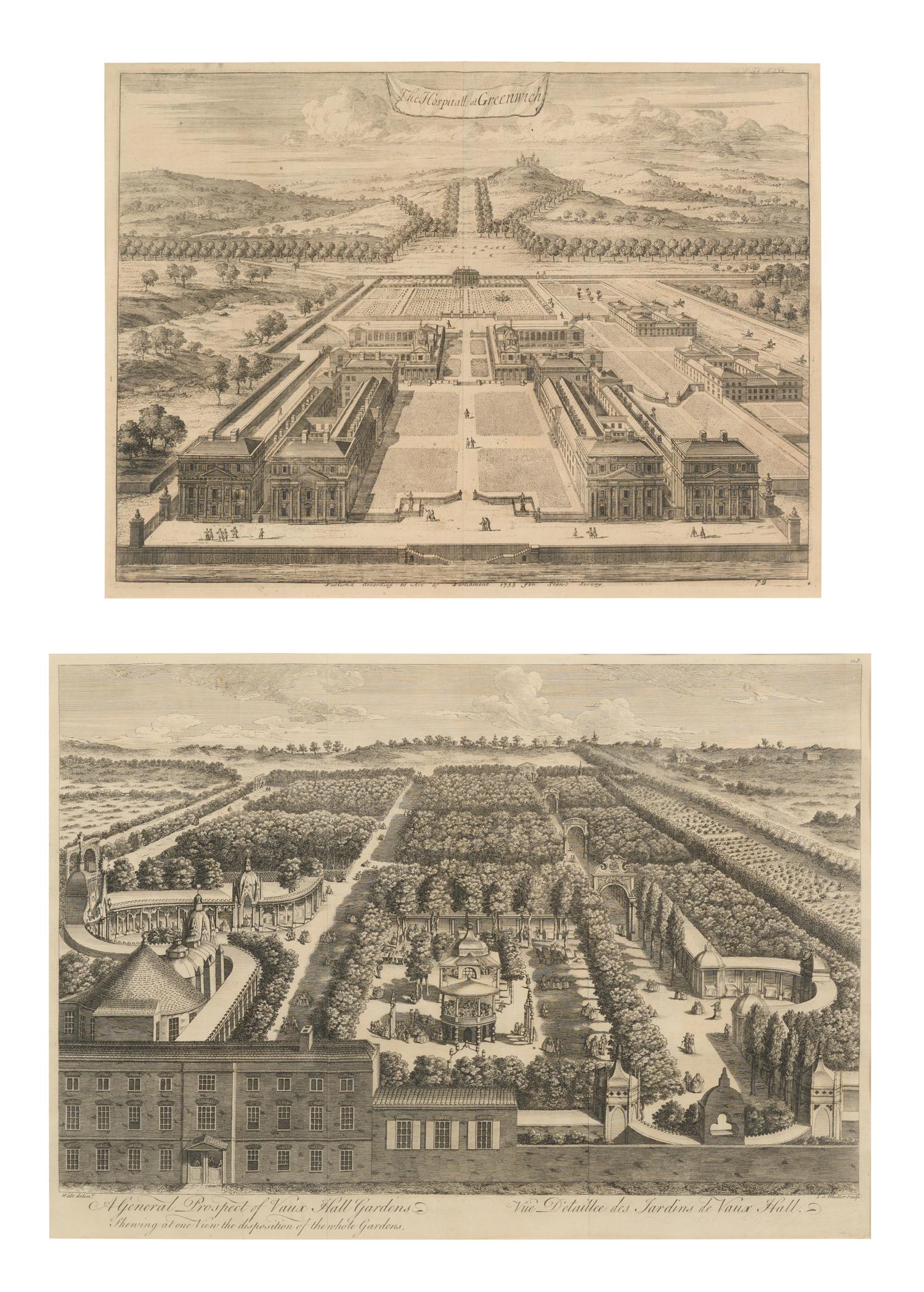 Two English Engravings of Manors