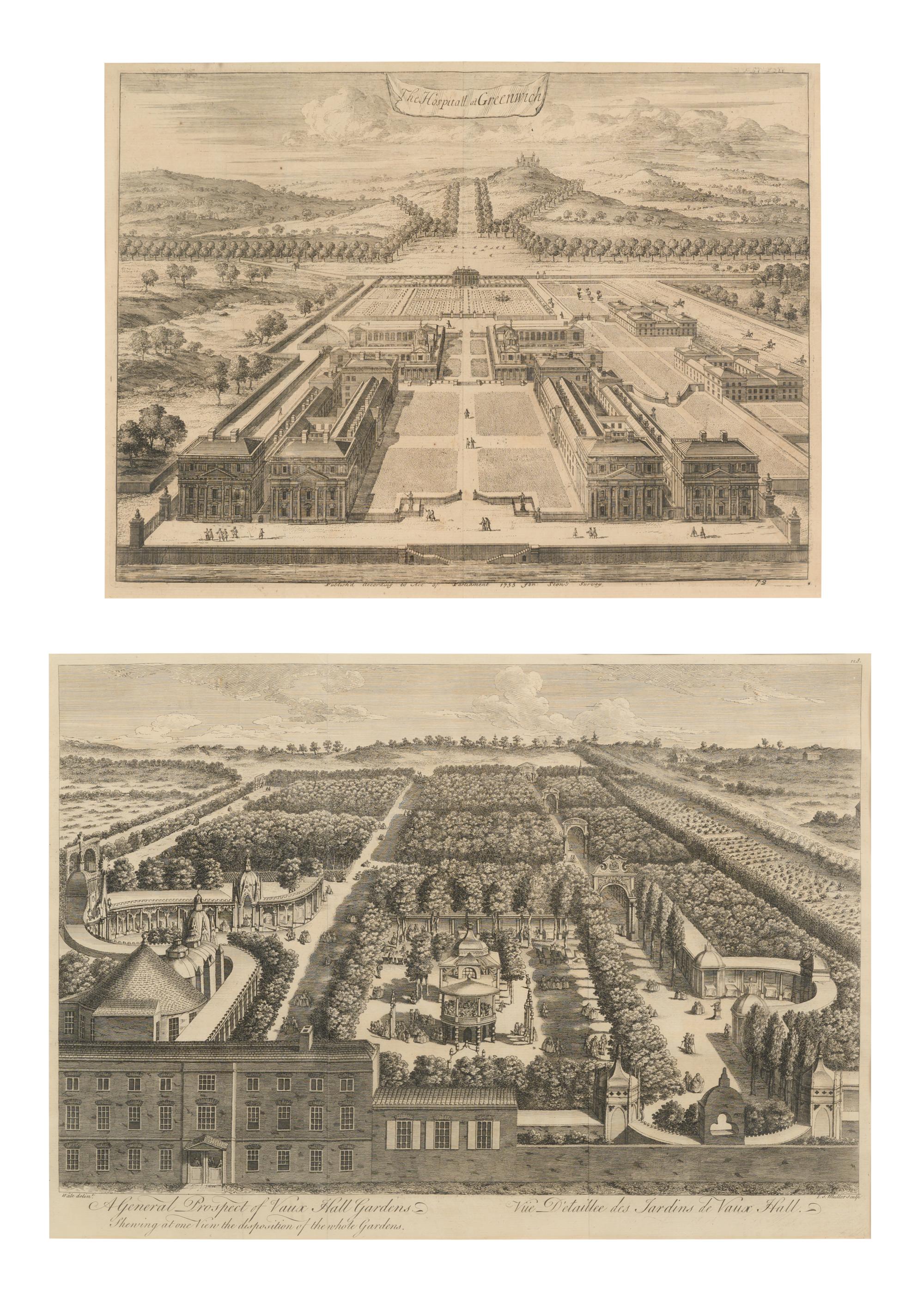 Two English Engravings of Manors
