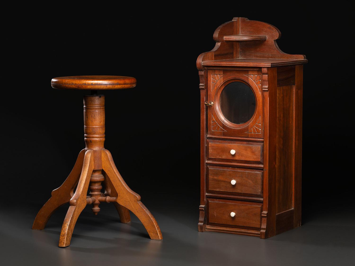 A Barbershop Cabinet and Stool