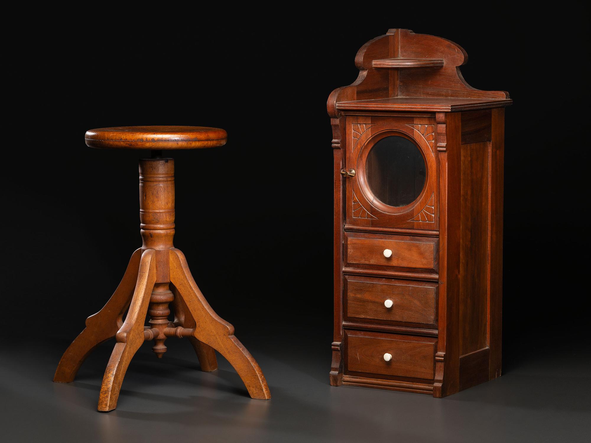 A Barbershop Cabinet and Stool