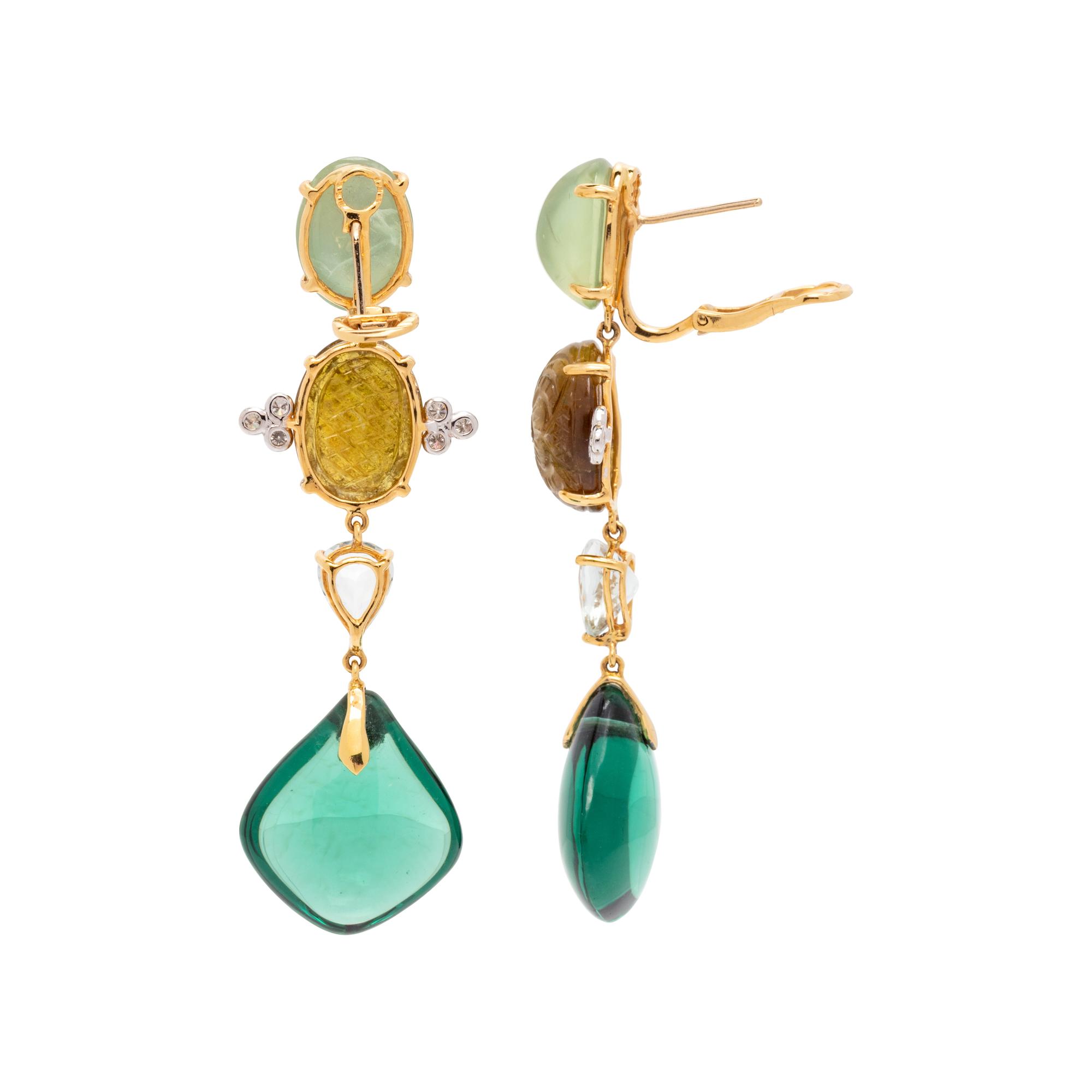 MULTIGEM AND DIAMOND EARCLIPS