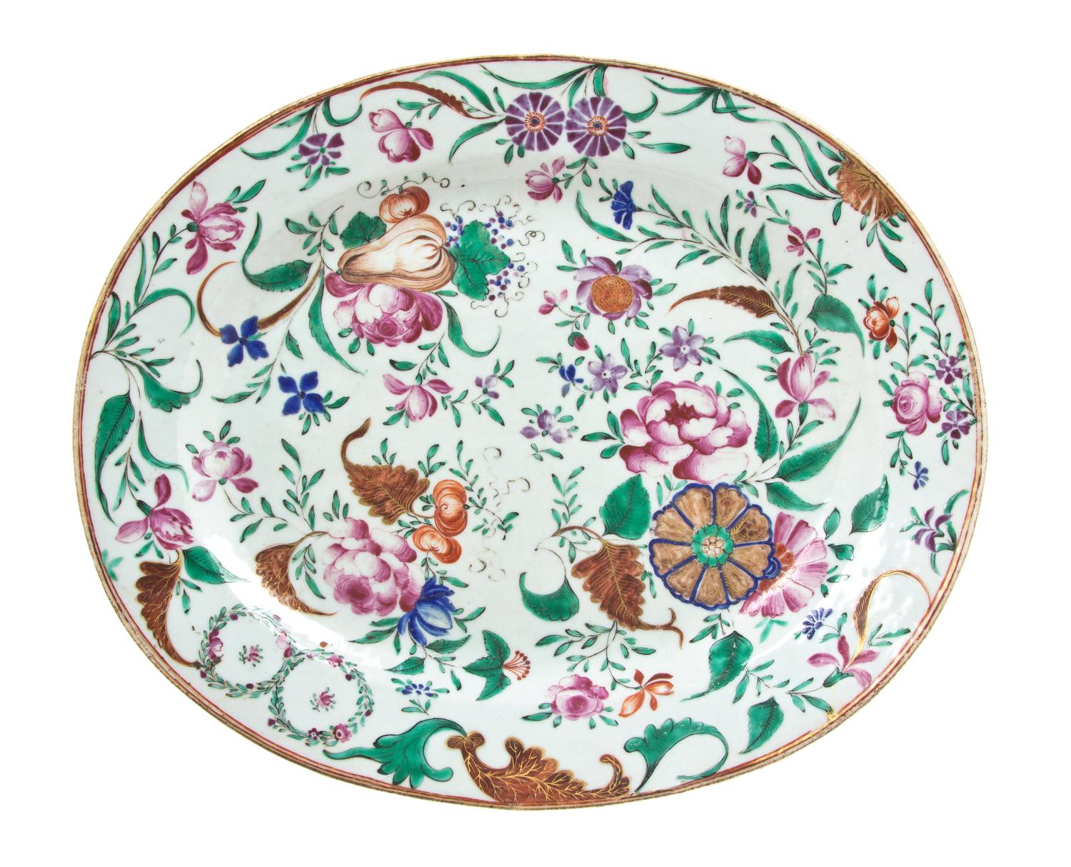 A Chinese Export Porcelain Platter, Width 14 1/8 inches.
