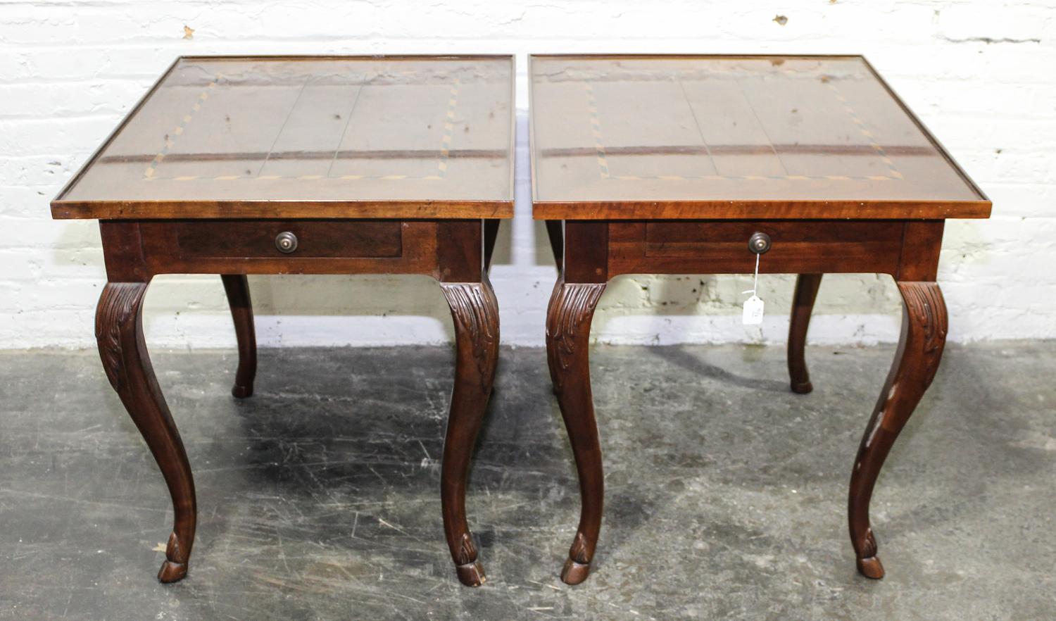 A Pair of Louis XV Style Side Tables. Height 26 1/4 x width 24 x depth 28 inches.