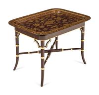A Regency Papier-Mache Decorated Tray