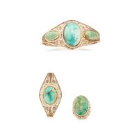 TURQUOISE AND SEED PEARL JEWELRY SUITE