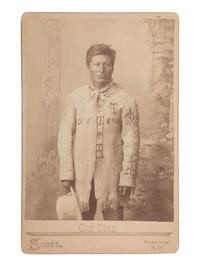 SCOTT, George W. (1854-1910), photog. Cabinet card of Lakota Chief One Bull, nephew to Sitting Bull. Yankton, SD, ca 1890s.