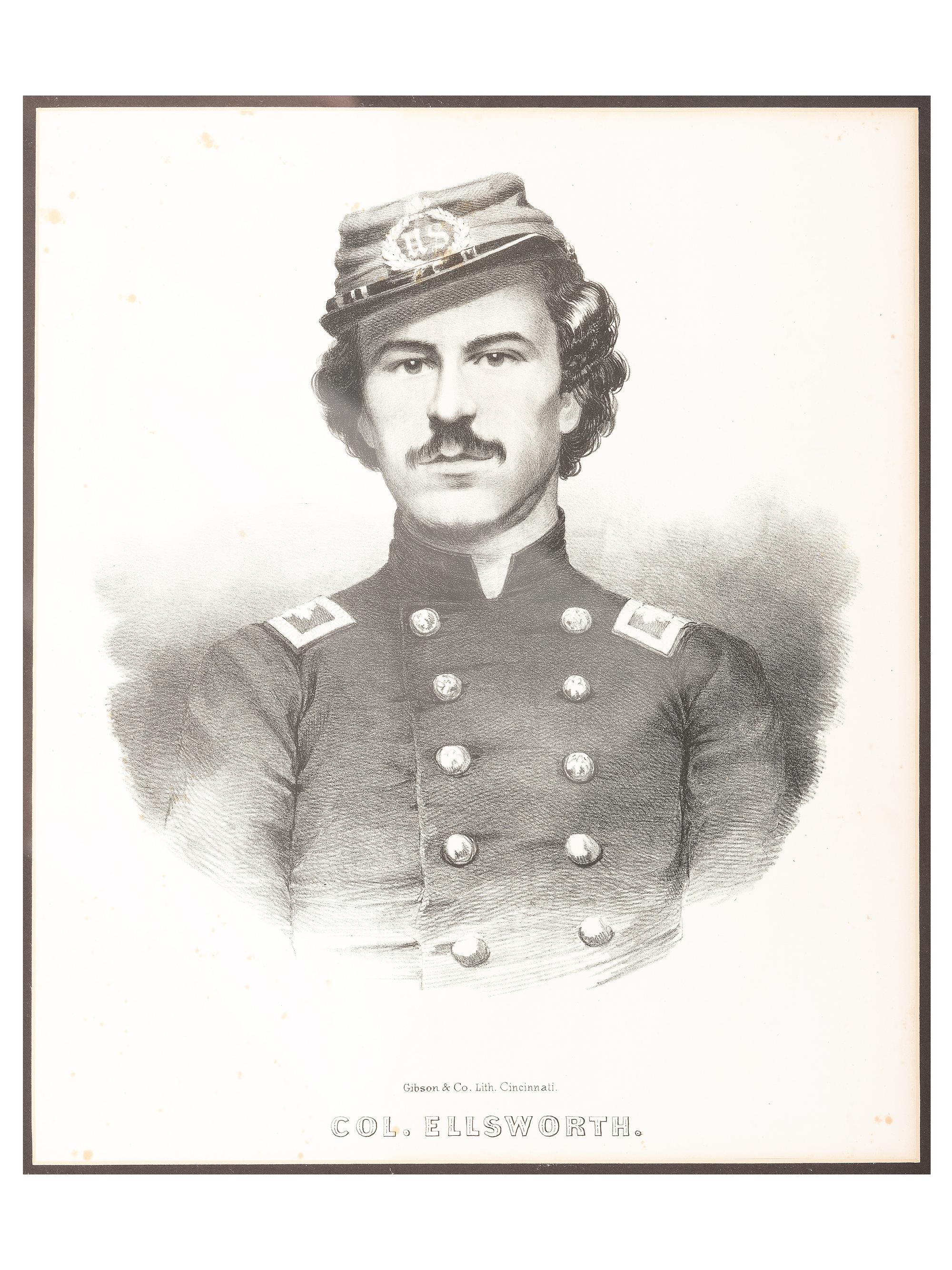 [CIVIL WAR]. A collection of items involving Colonel Elmer Ellsworth and Sergeant Francis Brownell, incl. prints, photographs, and other memorabilia.