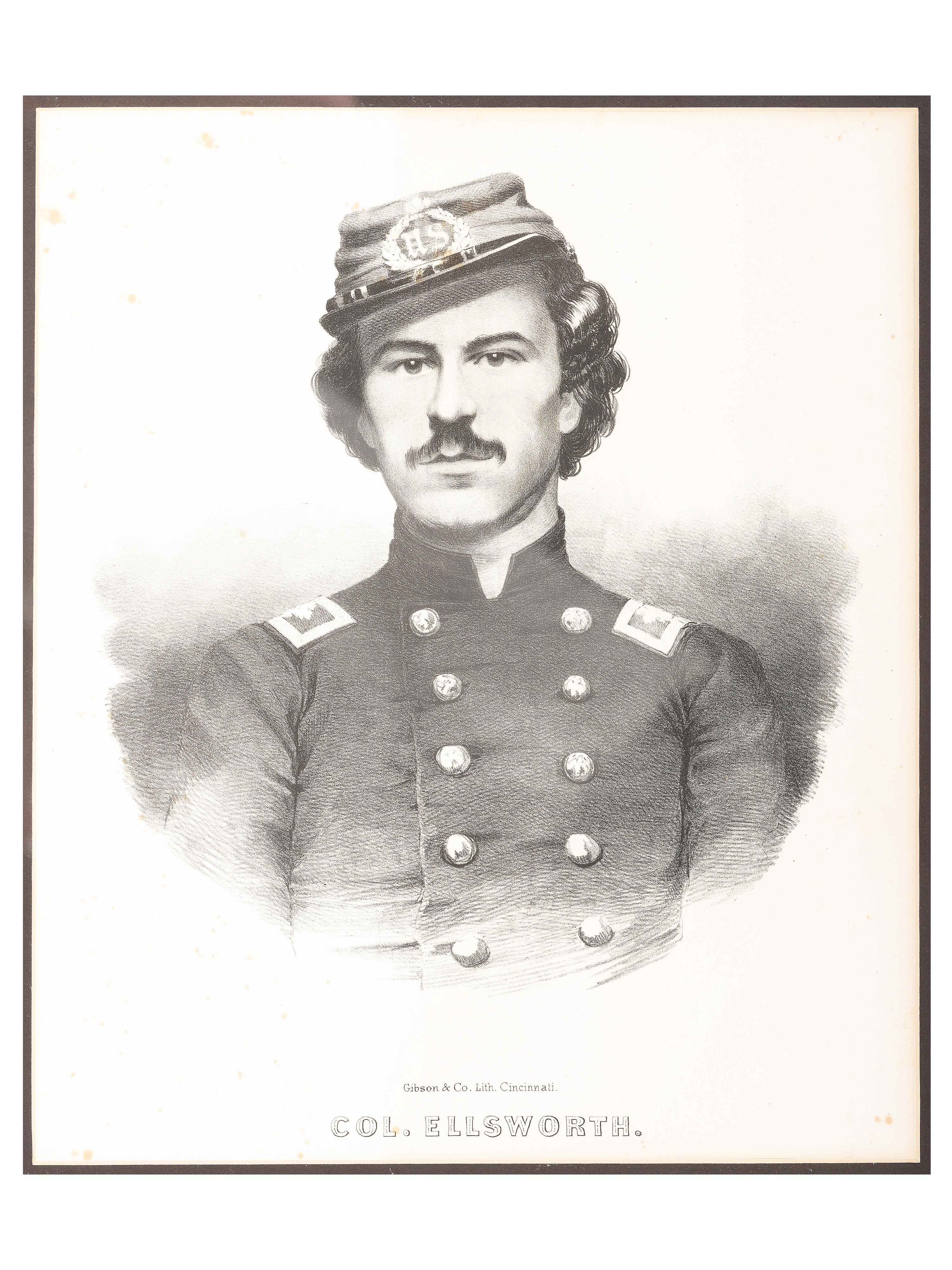 [CIVIL WAR]. A collection of items involving Colonel Elmer Ellsworth and Sergeant Francis Brownell, incl. prints, photographs, and other memorabilia.