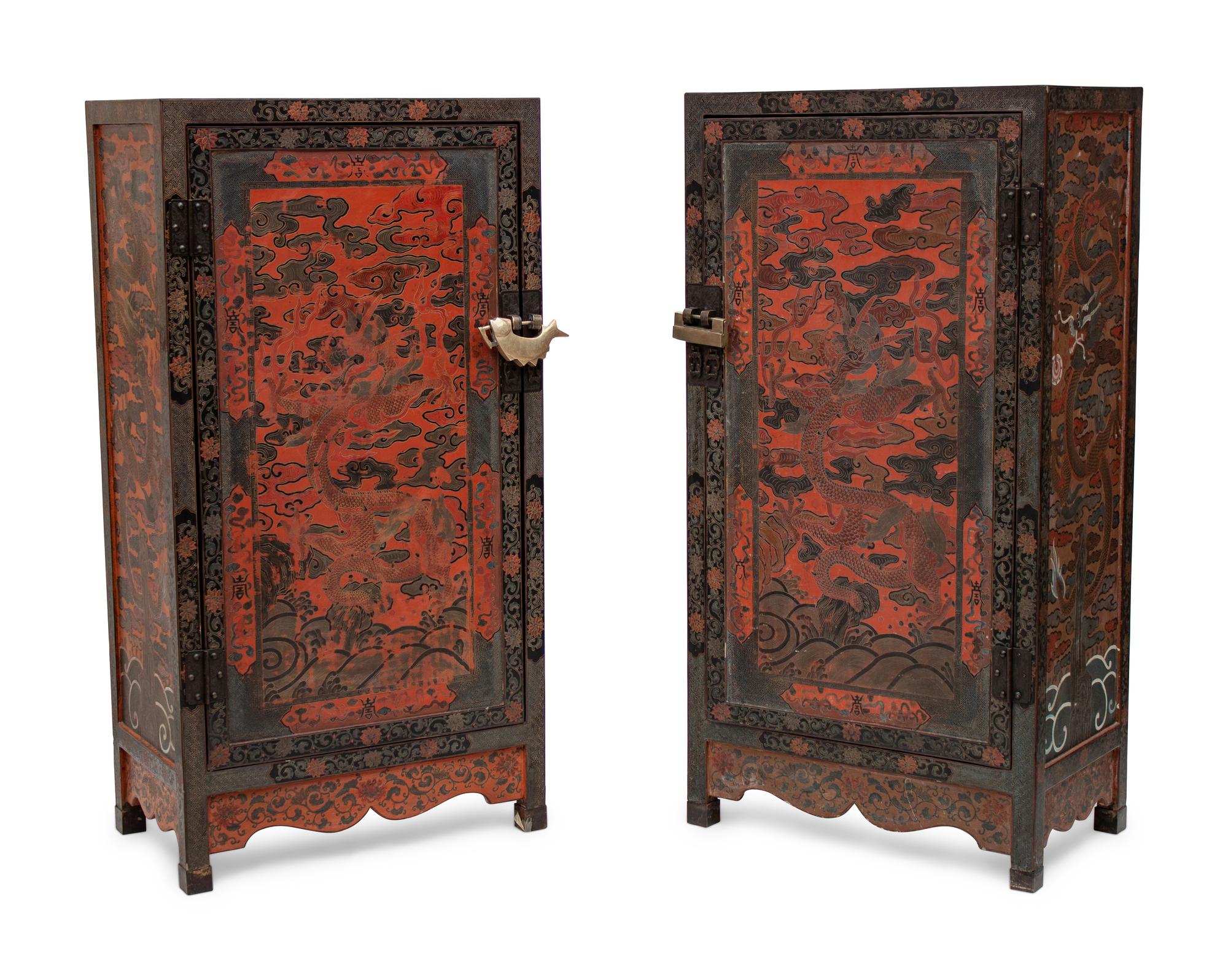 A Pair of Chinese Export Lacquered Cabinets
