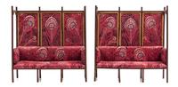 A Pair of Art Nouveau Style Copper Mounted Hall Benches Height 6 x width 5 3/4 x depth 1 5/8 inches. — Miren and Michael Tong