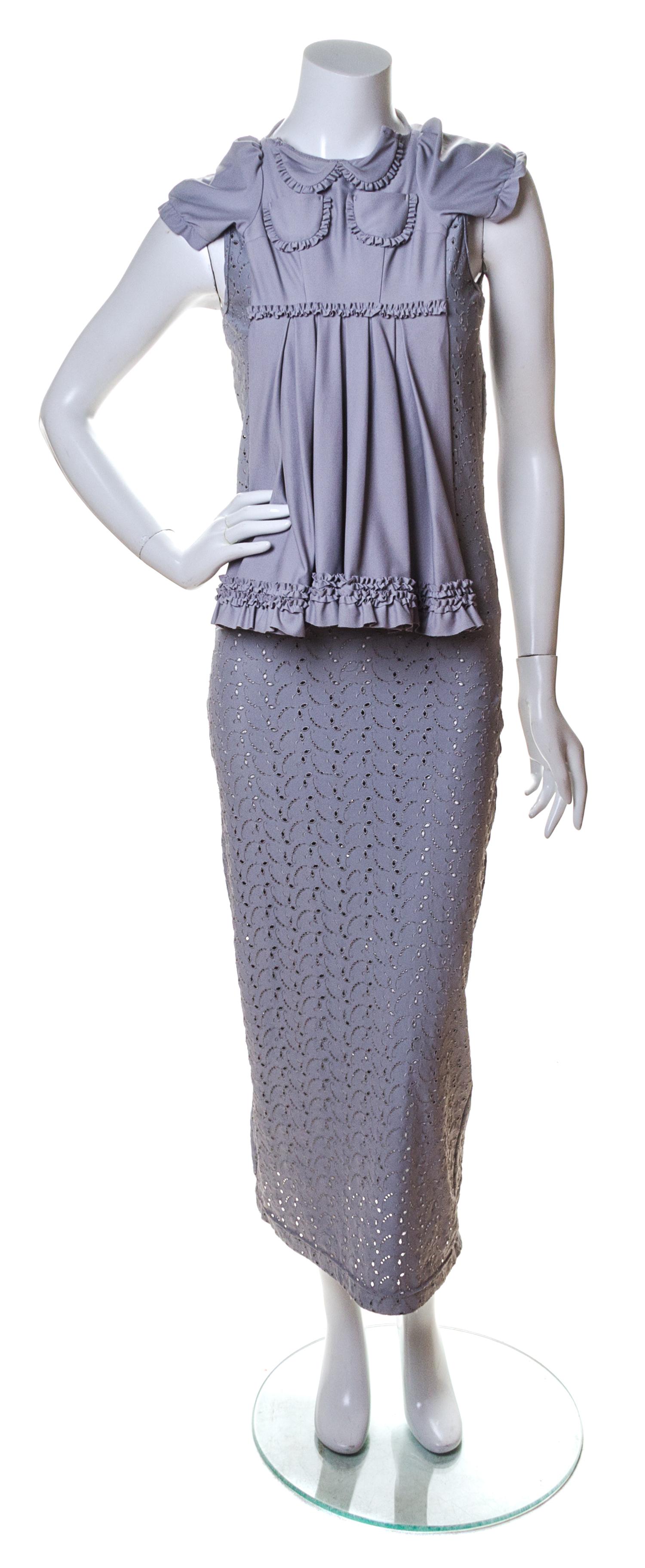 A Comme des Garcons Slate Eyelet Sleeveless "Dress on Dress",