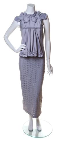 A Comme des Garcons Slate Eyelet Sleeveless "Dress on Dress",