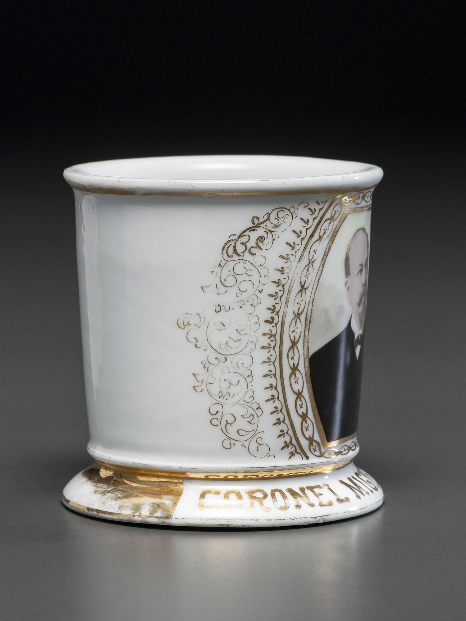 A Photographic Transfer Porcelain Shaving Mug Depicting Mexican Politician Coronel Miguel Ahumada