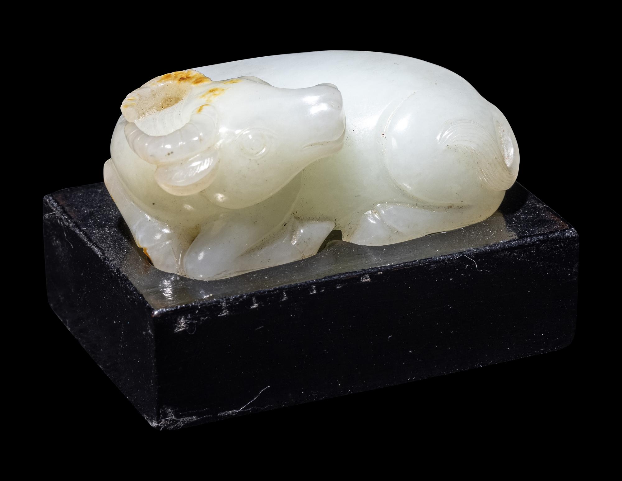 A Chinese Jade Figure of a Buffalo