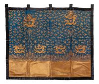 Three Embroidered Silk 'Dragon' Portières