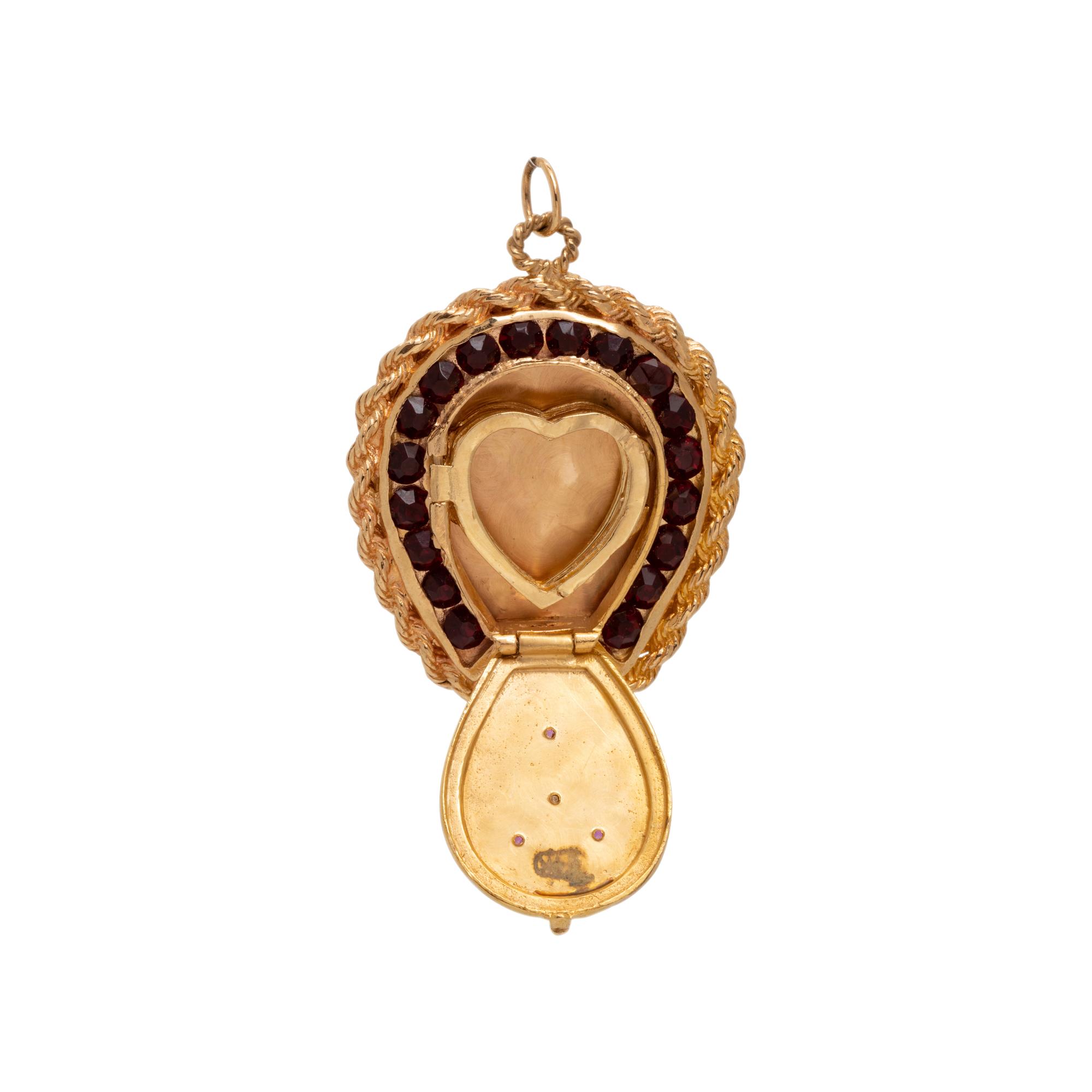 YELLOW GOLD AND GEMSTONE LOCKET CHARM