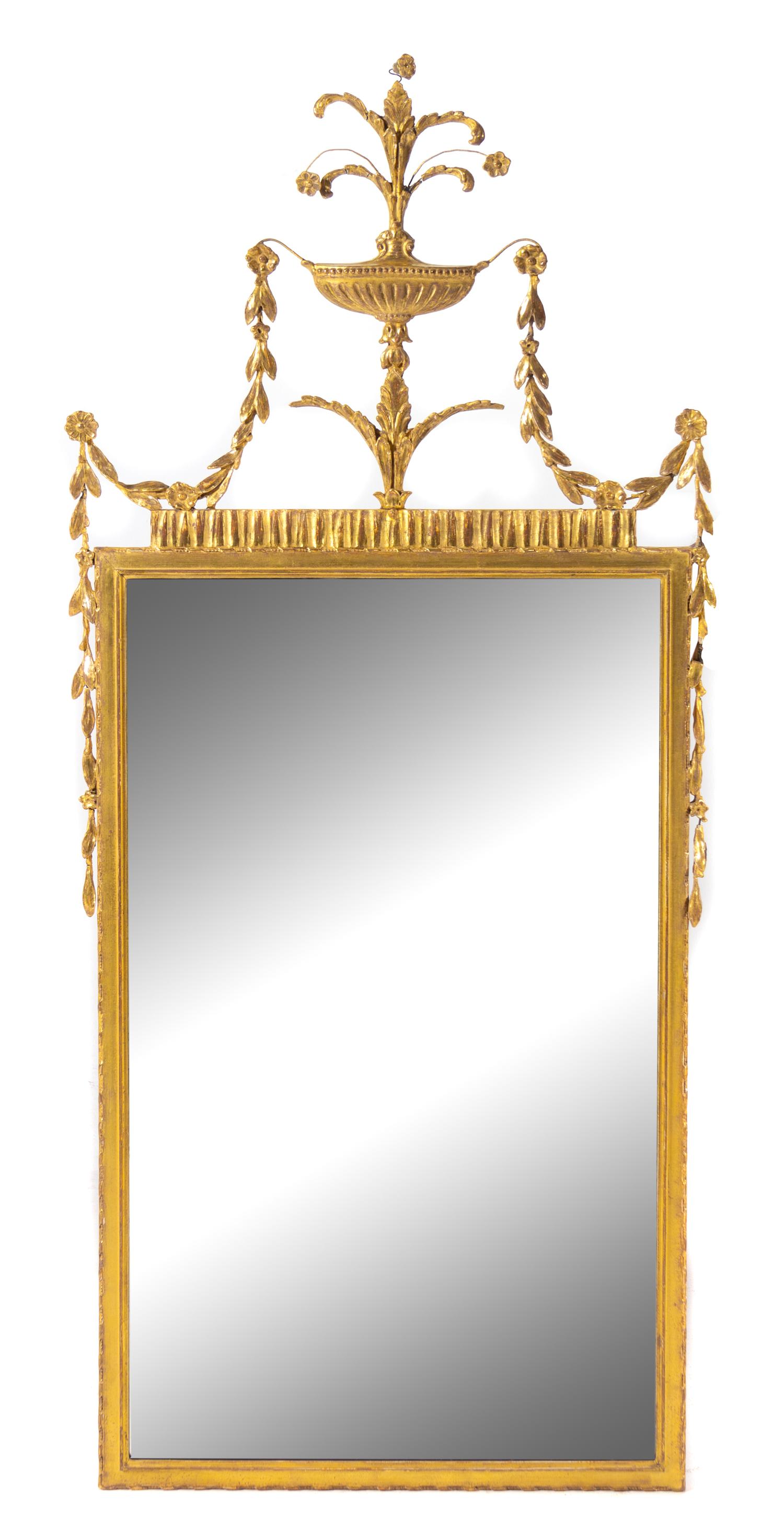 An Adam Style Giltwood Mirror Height 48 x width 21 inches. — 19TH CENTURY