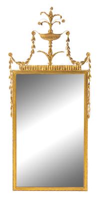 An Adam Style Giltwood Mirror Height 48 x width 21 inches. — 19TH CENTURY