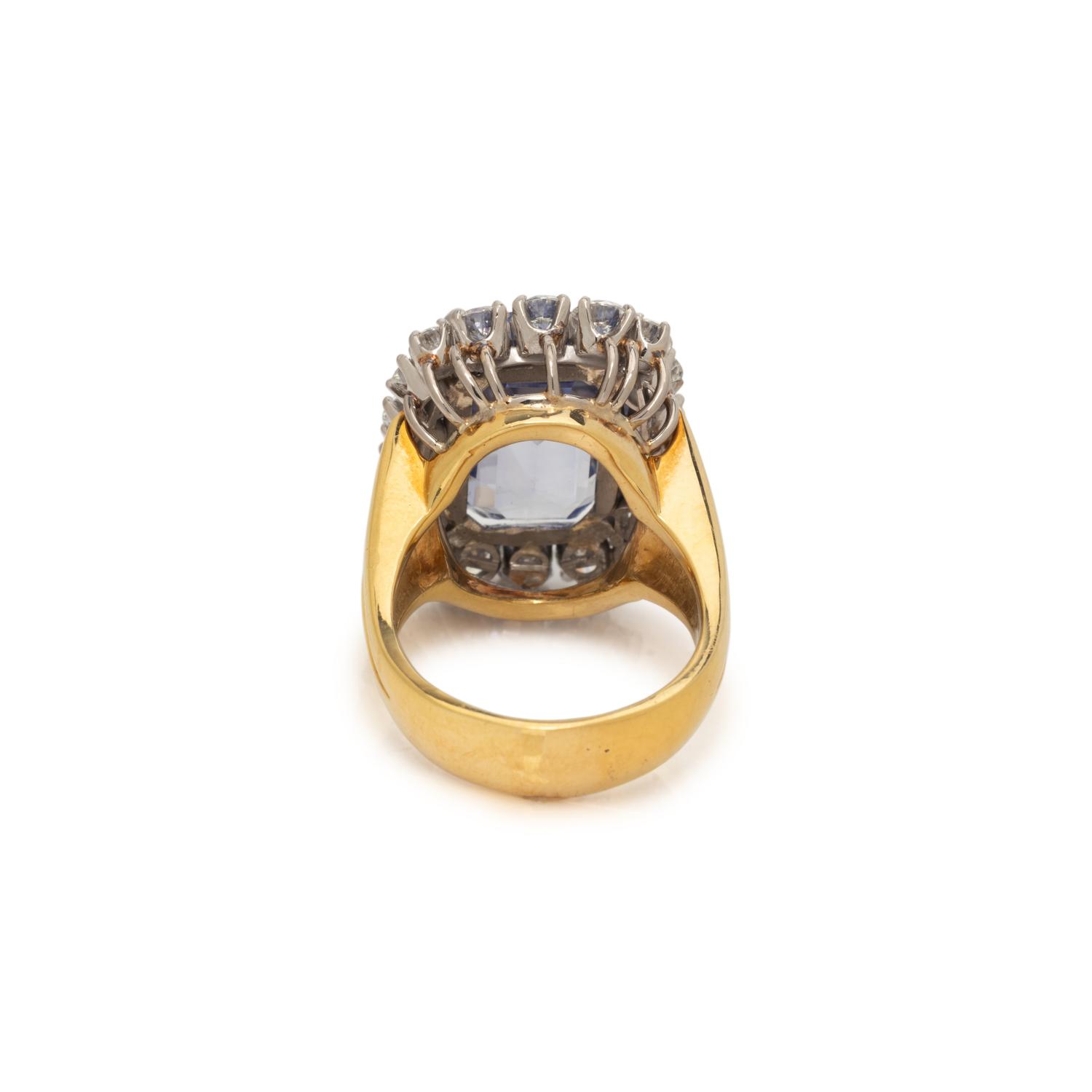 SYNTHETIC SAPPHIRE AND DIAMOND RING