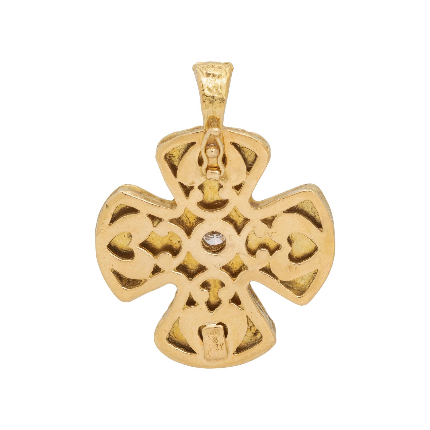 KATY BRISCOE, YELLOW GOLD AND DIAMOND 'MARY CROSS' PENDANT