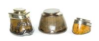 A Collection of Three Silverplate Mounted Hoof Boxes, Length of first overall 6 1/2 inches.