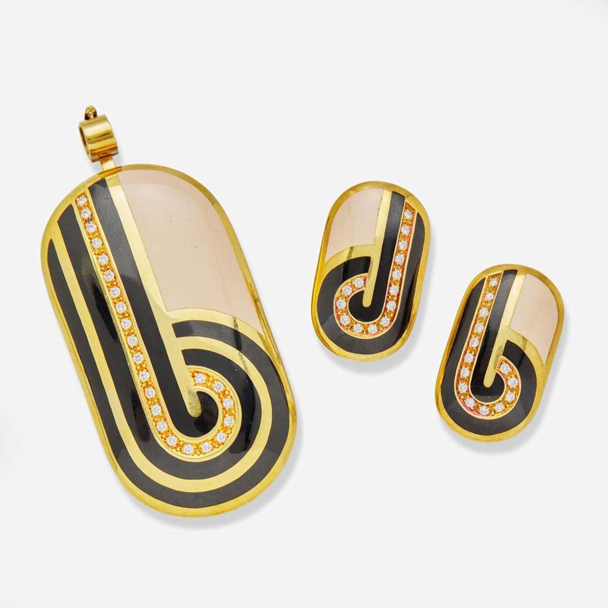 A Suite of Cartier Earrings and Pendant c. 1975