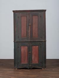 A Country Grain Painted Pine Corner Cupboard