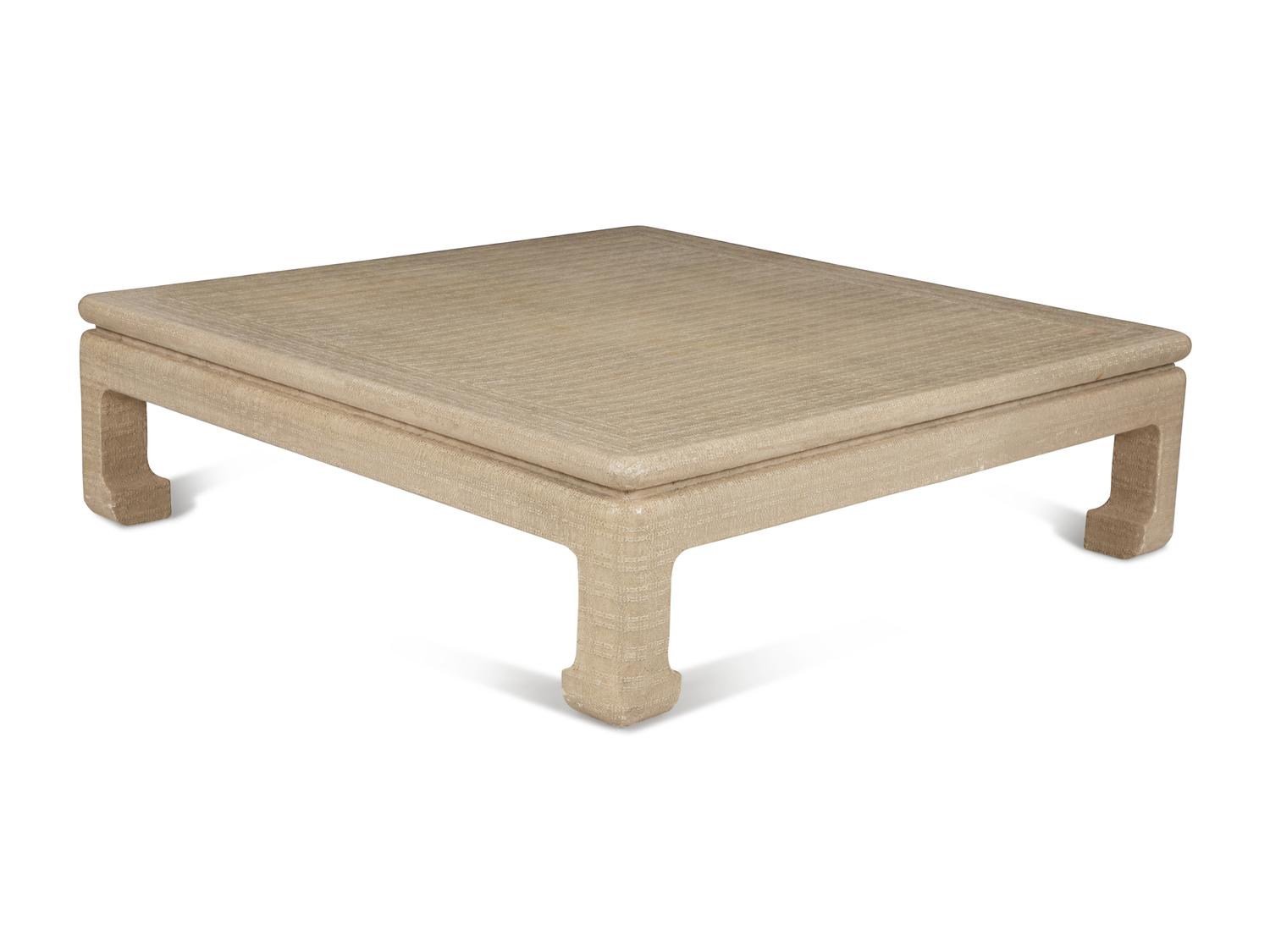 A Lacquered Grasscloth Ming Style Coffee Table