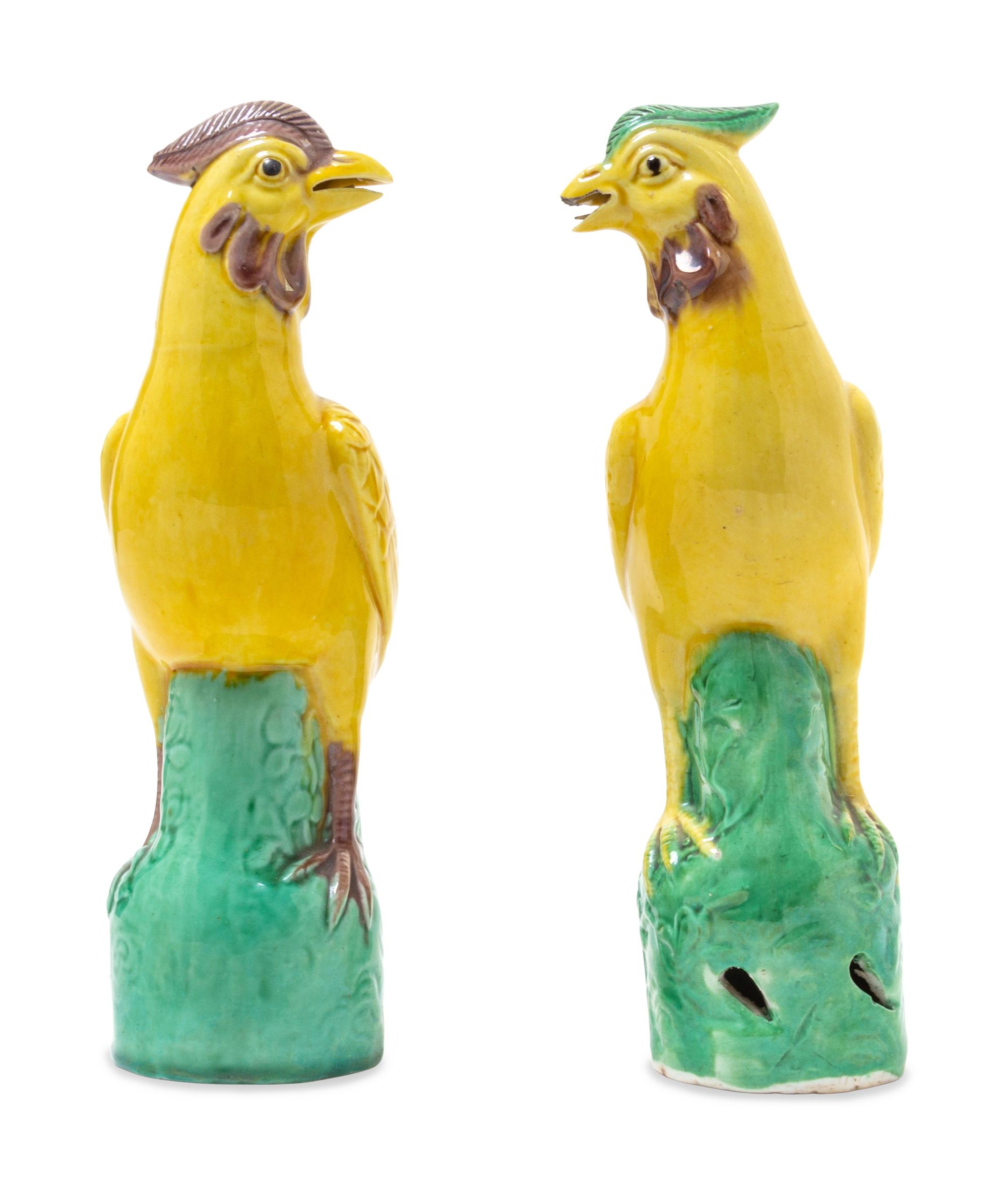 A Pair of Chinese Export Porcelain Figures of Roosters